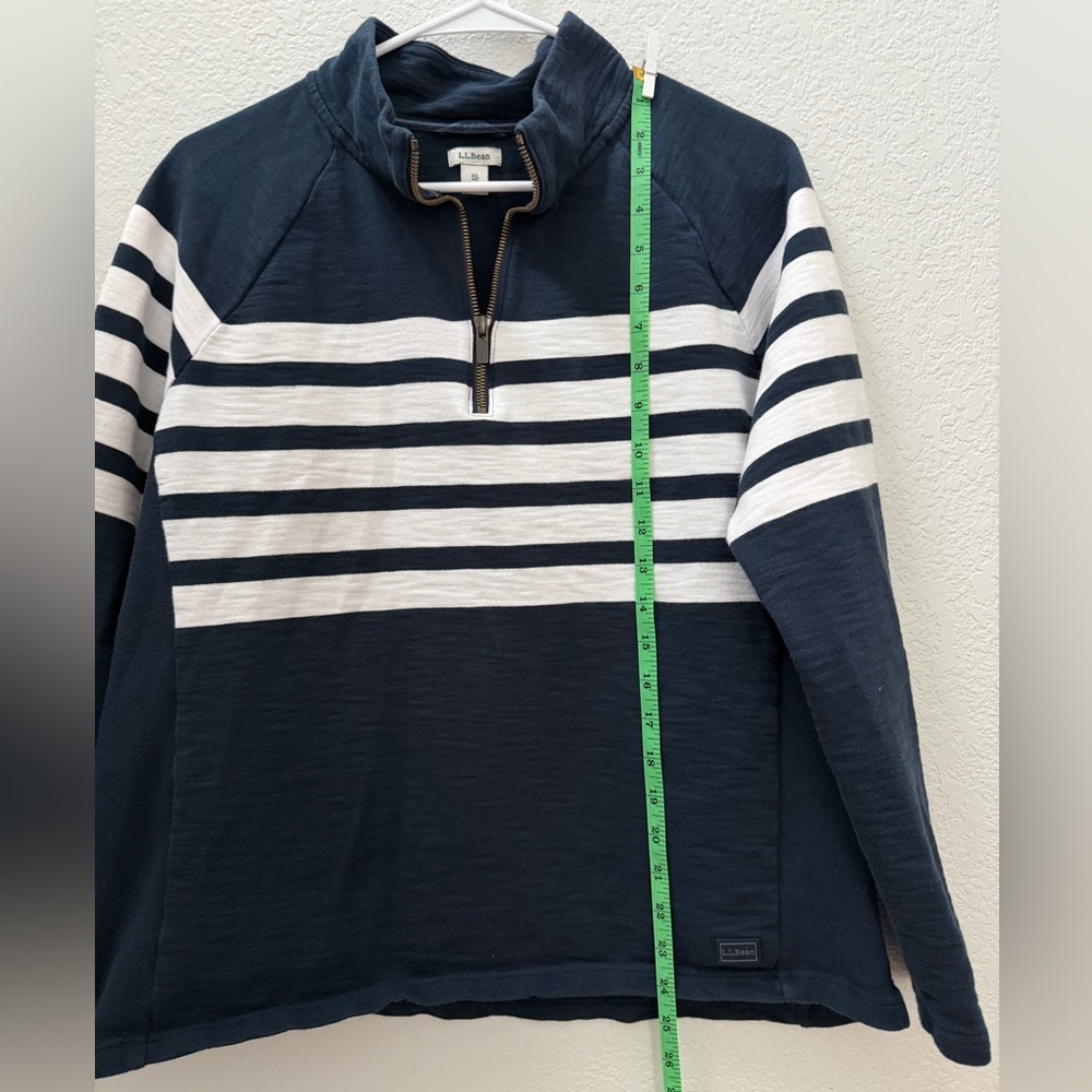 L.L. Bean Women's Peaks Island Quarter-Zip Pullover, Navy and White Stripe - Picture 11 of 11